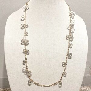 Banana Republic Elegant Gold and Clear Beaded Necklace
